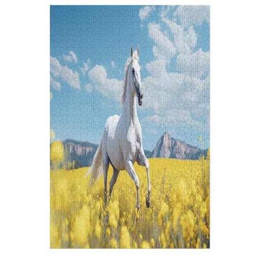 Puzzles Für Erwachsene, 1000 Teile, Animal Horse, Kreative Holzpuzzles, Praktisches Spiel, Familiendekoration （78×53cm） von DDFRTYY