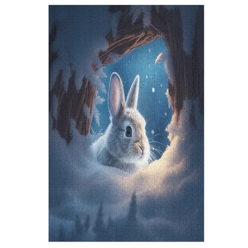 Puzzles Für Erwachsene, 1000 Teile, Animal Kaninchen, Kreative Holzpuzzles, Praktisches Spiel, Familiendekoration （78×53cm） von DDFRTYY