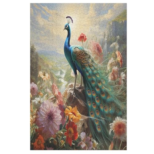 Puzzles Für Erwachsene, 1000 Teile, Animal Pfau, Kreative Holzpuzzles, Praktisches Spiel, Familiendekoration （78×53cm） von DDFRTYY