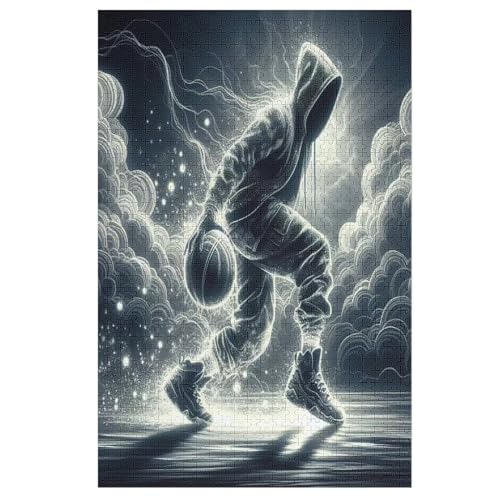 Puzzles Für Erwachsene, 1000 Teile, Basketball, Kreative Holzpuzzles, Praktisches Spiel, Familiendekoration （78×53cm） von DDFRTYY