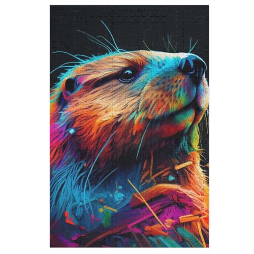 Puzzles Für Erwachsene, 1000 Teile, Castor, Kreative Holzpuzzles, Praktisches Spiel, Familiendekoration （78×53cm） von DDFRTYY