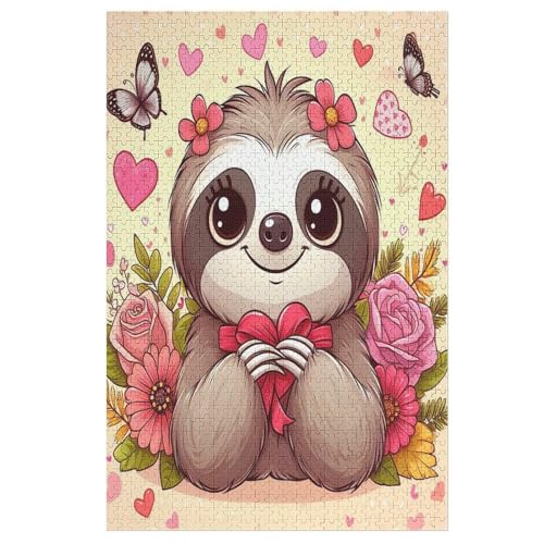 Puzzles Für Erwachsene, 1000 Teile, süßes Faultier, Kreative Holzpuzzles, Praktisches Spiel, Familiendekoration （78×53cm） von DDFRTYY
