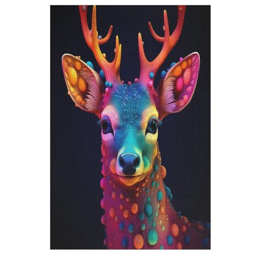 Puzzles Für Erwachsene, Tier Hirsch Puzzle, 1000 Teile, Kreatives, Geistiges Spielzeug, Kinder, Montagespiele （78×53cm） von DDFRTYY