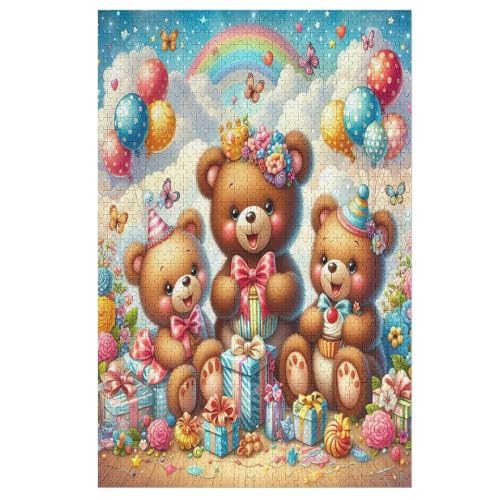 Puzzles Für Erwachsene Animal Bär,1000-teilige Puzzle Für Kinder Ab 12 Jahren, Holzpuzzles Für Die Heimdekoration, （78×53cm） von DDFRTYY