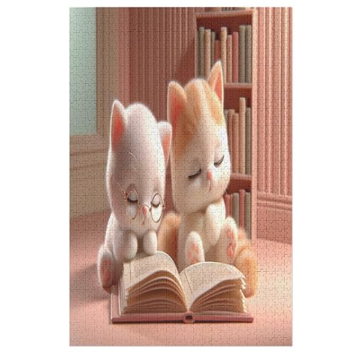 Puzzles Für Erwachsene Cute Katze,1000-teilige Puzzle Für Kinder Ab 12 Jahren, Holzpuzzles Für Die Heimdekoration, （78×53cm） von DDFRTYY