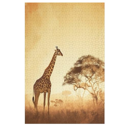 Puzzles Giraffe, 1000 Teile, Puzzle Aus Holz Für Erwachsene Und Kinder Ab 12 Jahren, Lernspielzeug （78×53cm） von DDFRTYY