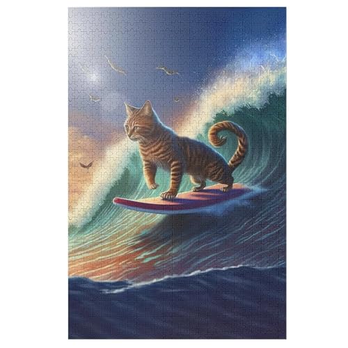 Puzzles Katze, 1000 Teile, Puzzle Aus Holz Für Erwachsene Und Kinder Ab 12 Jahren, Lernspielzeug （78×53cm） von DDFRTYY