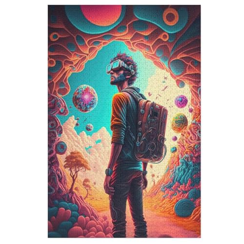 Puzzles Psychedelisch Time Traveler, 1000 Teile, Puzzle Aus Holz Für Erwachsene Und Kinder Ab 12 Jahren, Lernspielzeug 1000 PCS von DDFRTYY