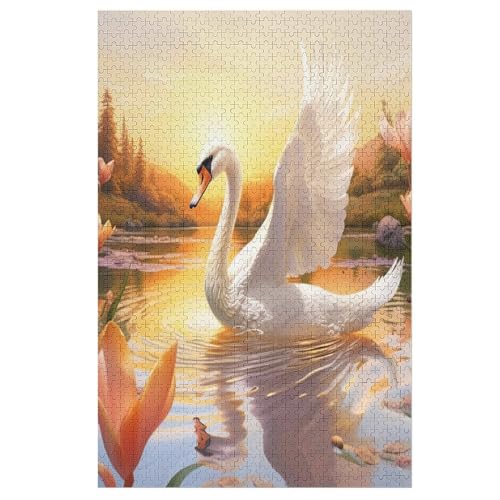 Puzzles Schwan, 1000 Teile, Puzzle Aus Holz Für Erwachsene Und Kinder Ab 12 Jahren, Lernspielzeug （78×53cm） von DDFRTYY