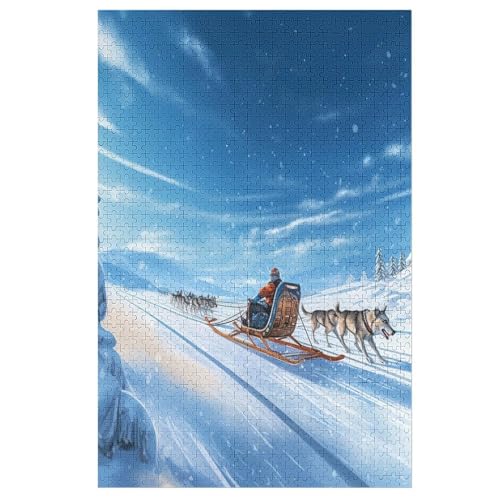 Puzzles Sled Hund, 1000 Teile, Puzzle Aus Holz Für Erwachsene Und Kinder Ab 12 Jahren, Lernspielzeug （78×53cm） von DDFRTYY