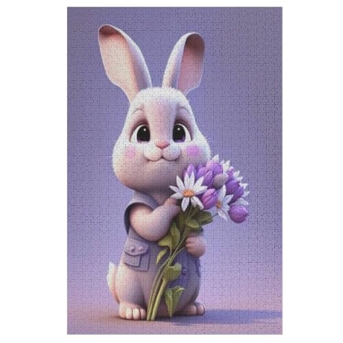Puzzles Süßes Kaninchen, 1000 Teile, Puzzle Aus Holz Für Erwachsene Und Kinder Ab 12 Jahren, Lernspielzeug （78×53cm） von DDFRTYY