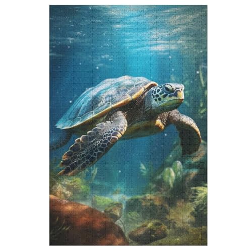 Schildkröte Puzzle 1000 Teile, Holzpuzzle Für Erwachsene Kinder, Impossible Puzzles, Geschicklichkeitsspiel Für Die Ganze Familie （78×53cm） von DDFRTYY