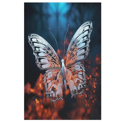 Schmetterling Puzzle Für Erwachsene 1000 Teile Premium Recyceltes Brett Zum Lernen, Lernspielzeug, Familienspiele Kinder Holzpuzzle （78×53cm） von DDFRTYY