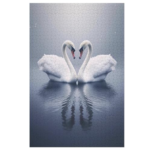 Schwan Holzpuzzle 1000 Teile, Knobelspiele Für Erwachsene, Teenager, Puzzles Unmögliche - Kinder Puzzle Zimmer Deko （78×53cm） von DDFRTYY