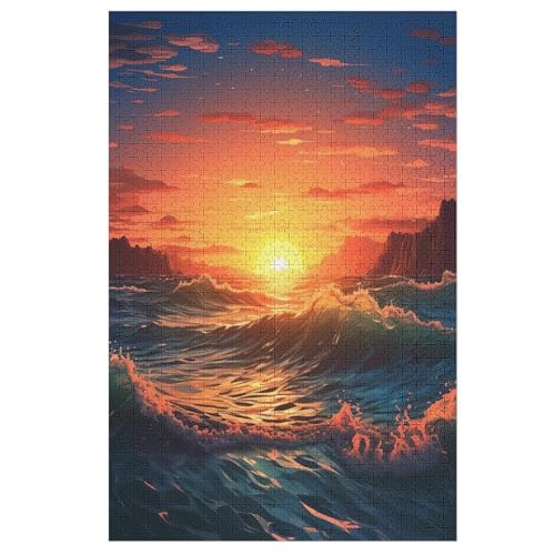 Sonneset 1000 Teile Puzzles Für Erwachsene Holzpuzzle Familienpuzzlespiel Stressabbau-Puzzle Für Kinder Ab 12 Jahren （78×53cm） von DDFRTYY