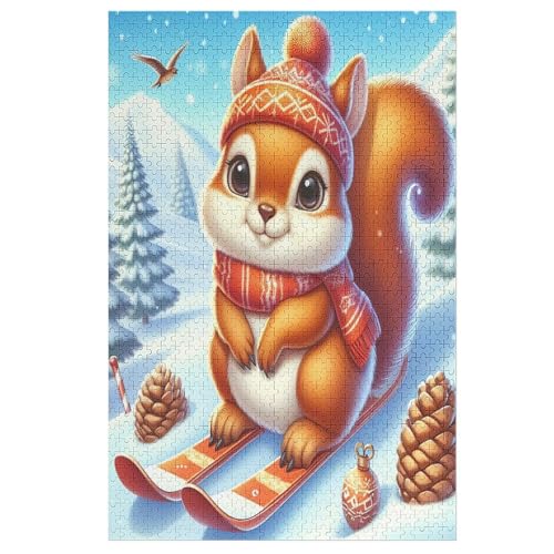 Tier Eichhörnchen Holzpuzzle 1000 Teile Klassische Puzzles Erwachsene Kinder Puzzle DIY Kit Holzspielzeug Einzigartiges Geschenk （78×53cm） von DDFRTYY
