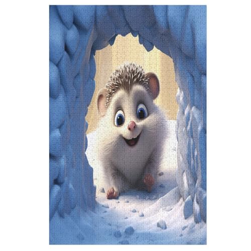 Tier Igel Holzpuzzle 1000 Teile Klassische Puzzles Erwachsene Kinder Puzzle DIY Kit Holzspielzeug Einzigartiges Geschenk （78×53cm） von DDFRTYY