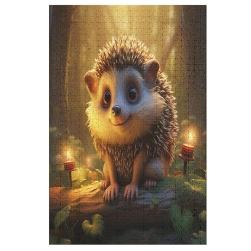 Tier Igel -Puzzle, 1000 Teile,Holzpuzzle Für Erwachsene Kinder, Lustiges Spielzeug, Denkspiel, Bildungsspiel, （78×53cm） von DDFRTYY