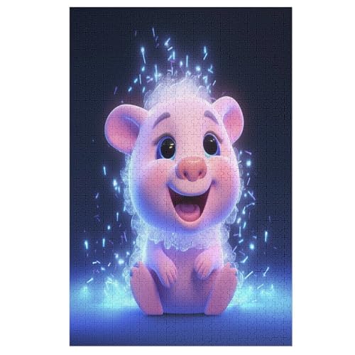 Tier Schwein Puzzle Für Erwachsene,1000-teiliges Puzzles, Für Kinder,Holzpuzzle,Lernspielzeug, （78×53cm） von DDFRTYY