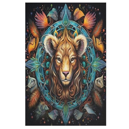 Tiere Mandala 1000 Teile Puzzles Für Erwachsene Holzpuzzle Familienpuzzlespiel Stressabbau-Puzzle Für Kinder Ab 12 Jahren （78×53cm） von DDFRTYY