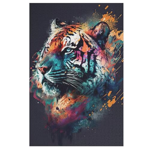 Tiger Puzzle 1000 Teile, Holzpuzzle Herausforderndes Geschicklichkeitsspiel Für Die Ganze Familie, Kinder Erwachsenenpuzzle Ab 12 Jahren （78×53cm） von DDFRTYY