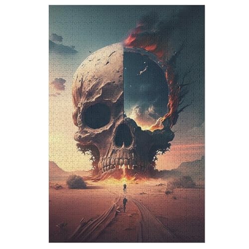 Totenkopf 1000 Teile Puzzles Für Erwachsene Holzpuzzle Familienpuzzlespiel Stressabbau-Puzzle Für Kinder Ab 12 Jahren 1000 PCS von DDFRTYY