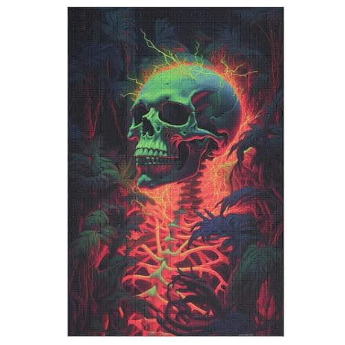 Totenkopf Holzpuzzle 1000 Teile Klassische Puzzles Erwachsene Kinder Puzzle DIY Kit Holzspielzeug Einzigartiges Geschenk （78×53cm） von DDFRTYY