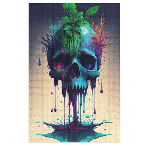 Totenkopf Holzpuzzle - Puzzle Für Erwachsene, 1000-teilige Puzzles Für Teenager Und Kinder, Herausfordernde Spiele （78×53cm） von DDFRTYY