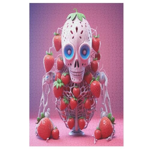 Totenkopf Strawberry-Puzzlespiel Aus Holz, 1000 Puzzleteile, Puzzle Für Teenager Und Erwachsene, Kreatives Spielzeug, Puzzles, （78×53cm） von DDFRTYY
