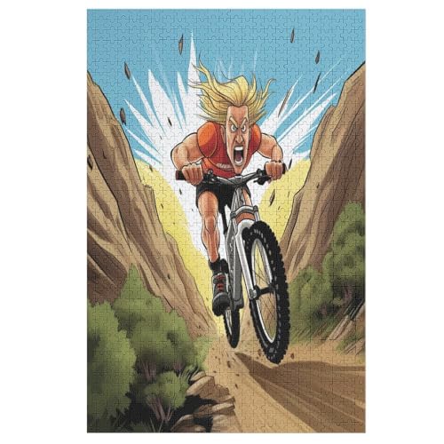 Verrückter Radfahrer Holzpuzzle 1000 Teile, Knobelspiele Für Erwachsene, Teenager, Puzzles Unmögliche - Kinder Puzzle Zimmer Deko （78×53cm） von DDFRTYY