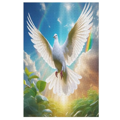Weiße Taube Holzpuzzle 1000 Teile Klassische Puzzles Erwachsene Kinder Puzzle DIY Kit Holzspielzeug Einzigartiges Geschenk （78×53cm） von DDFRTYY