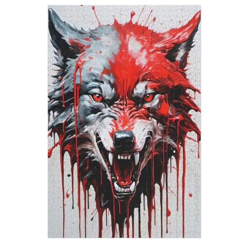 Wolf Holzpuzzle - 1000 Teiliges Jigsaw Knobelspiel - Puzzle Für Erwachsene & Kinder - Outdoor & Reisespielzeug （78×53cm） von DDFRTYY