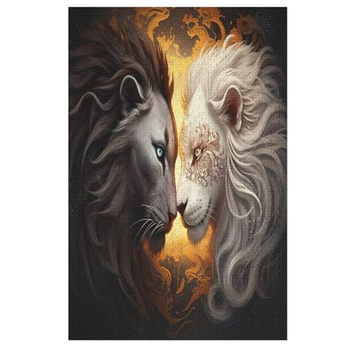 Yin Yang Tiger Puzzle 1000 Teile, Holzpuzzle Herausforderndes Geschicklichkeitsspiel Für Die Ganze Familie, Kinder Erwachsenenpuzzle Ab 12 Jahren （78×53cm） von DDFRTYY