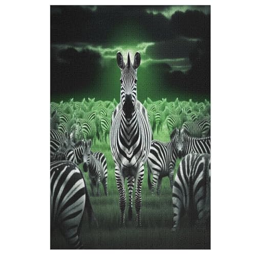 Zebra 1000 Teile Premium-Puzzles Für Erwachsene Kinder- Holzpuzzles Spaß Und Lernspiele - Perfekte Puzzle-Geschenke （78×53cm） von DDFRTYY