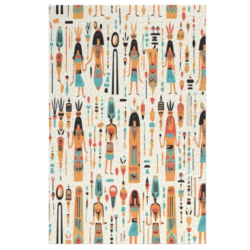 ägyptisches Muster Holzpuzzle - 1000 Teiliges Jigsaw Knobelspiel - Puzzle Für Erwachsene & Kinder - Outdoor & Reisespielzeug （78×53cm） von DDFRTYY