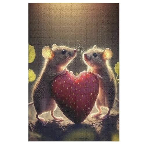 süße Maus Holzpuzzle - Puzzle Für Erwachsene, 1000-teilige Puzzles Für Teenager Und Kinder, Herausfordernde Spiele （78×53cm） von DDFRTYY
