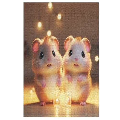 süßer Hamster Puzzle 1000 Teile, Holzpuzzle Herausforderndes Geschicklichkeitsspiel Für Die Ganze Familie, Kinder Erwachsenenpuzzle Ab 12 Jahren （78×53cm） von DDFRTYY