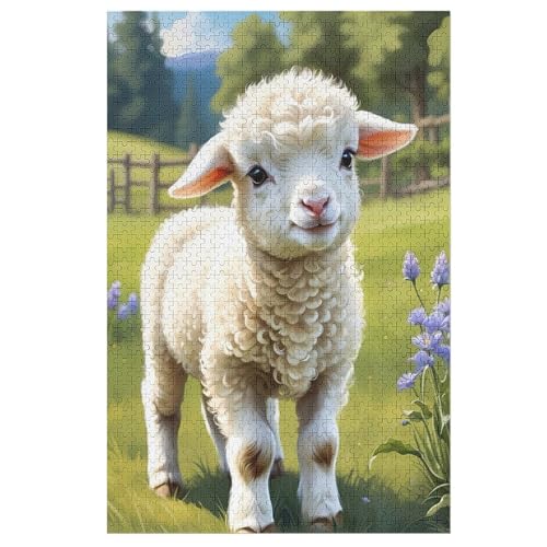 süßes Schaf Holzpuzzle 1000 Teile Klassische Puzzles Erwachsene Kinder Puzzle DIY Kit Holzspielzeug Einzigartiges Geschenk （78×53cm） von DDFRTYY