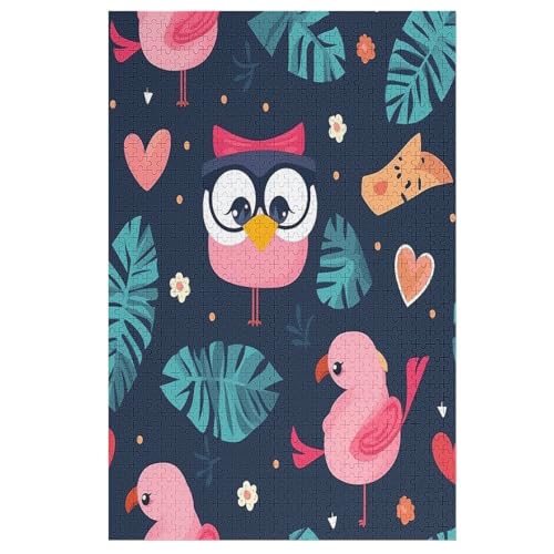 Animal Flamingo Holzpuzzle 1000 Teile Klassische Puzzles Erwachsene Kinder Puzzle DIY Kit Holzspielzeug Einzigartiges Geschenk 1000 PCS von DDGAAGG