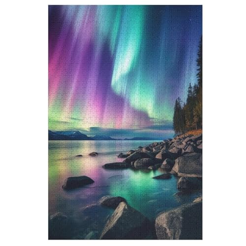 Aurore boréales Holzpuzzle 1000 Teile Klassische Puzzles Erwachsene Kinder Puzzle DIY Kit Holzspielzeug Einzigartiges Geschenk 1000 PCS von DDGAAGG