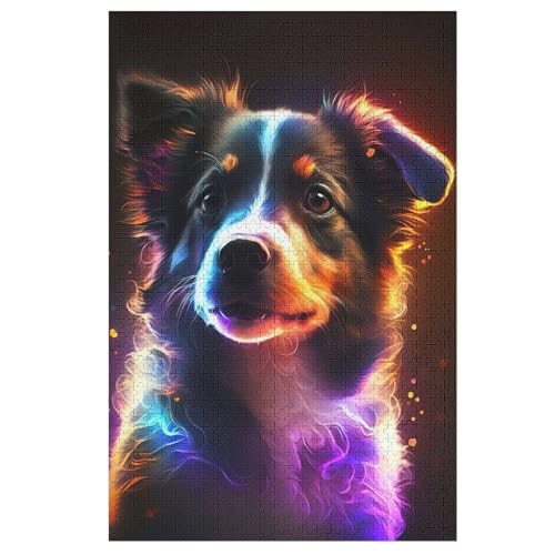 Cute Hund Puzzle 1000 Teile, Holzpuzzle Für Erwachsene Kinder, Impossible Puzzles, Geschicklichkeitsspiel Für Die Ganze Familie （78×53cm） von DDGAAGG