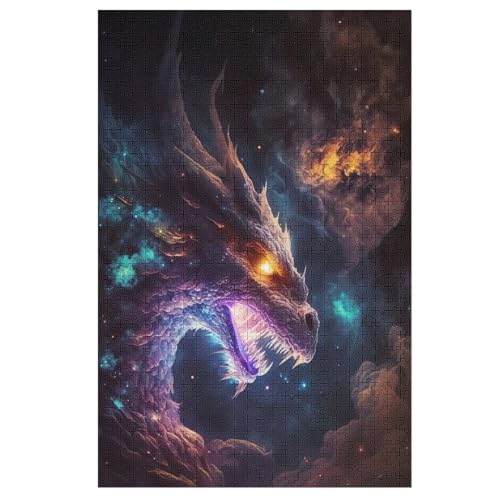 Drache Puzzle 1000 Teile, Holzpuzzle Herausforderndes Geschicklichkeitsspiel Für Die Ganze Familie, Kinder Erwachsenenpuzzle Ab 12 Jahren （78×53cm） von DDGAAGG