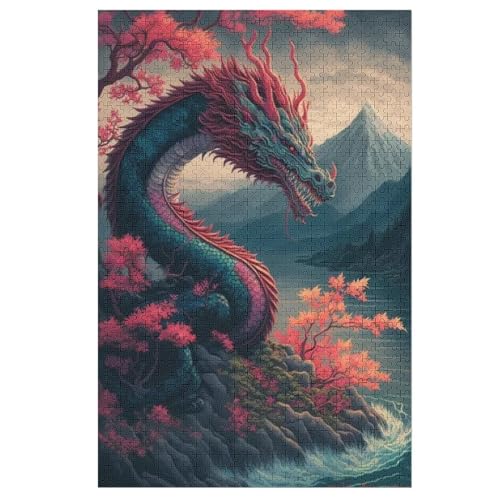 Drache-Puzzlespiel Aus Holz, 1000 Puzzleteile, Puzzle Für Teenager Und Erwachsene, Kreatives Spielzeug, Puzzles, （78×53cm） von DDGAAGG
