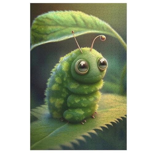 Green Katzeerpillar Puzzle 1000 Teile, Holzpuzzle Für Erwachsene Kinder, Impossible Puzzles, Geschicklichkeitsspiel Für Die Ganze Familie 1000 PCS von DDGAAGG