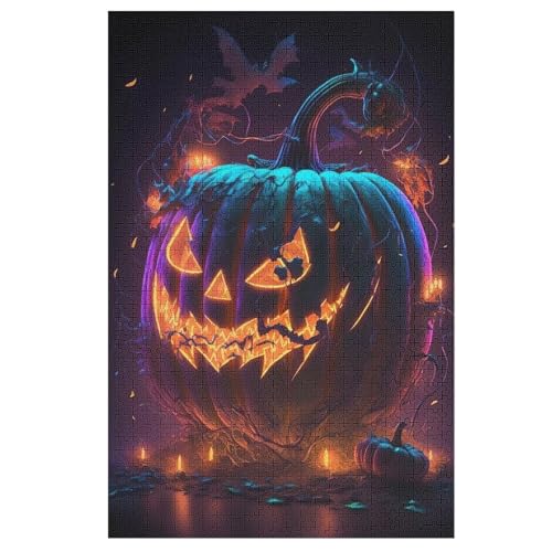 Halloween-Kürbis Puzzle Für Erwachsene 1000 Teile Premium Recyceltes Brett Zum Lernen, Lernspielzeug, Familienspiele Kinder Holzpuzzle （78×53cm） von DDGAAGG