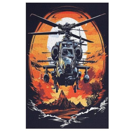 Hélicoptère 1000 Teile Puzzles Für Erwachsene Holzpuzzle Familienpuzzlespiel Stressabbau-Puzzle Für Kinder Ab 12 Jahren （78×53cm） von DDGAAGG