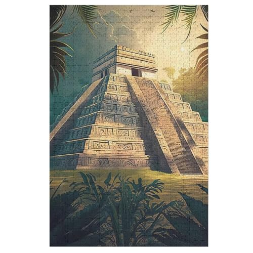 Holzpuzzle Chichen Itza Puzzle 1000 Teile Erwachsene Klassische Pädagogisches Spielzeug Kinder Lernspiel Herausforderndes Puzzles （78×53cm） von DDGAAGG