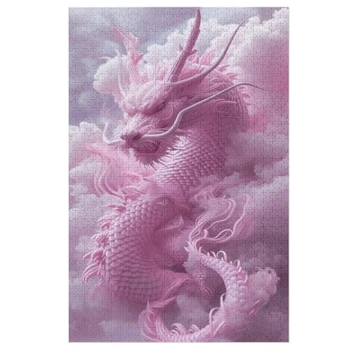 Holzpuzzles 1000 Teile Cute Drache -Puzzle Für Jungen Und Mädchen, Schwierigkeitsgrad, Lernspiele, Familienspielzeug （78×53cm） von DDGAAGG