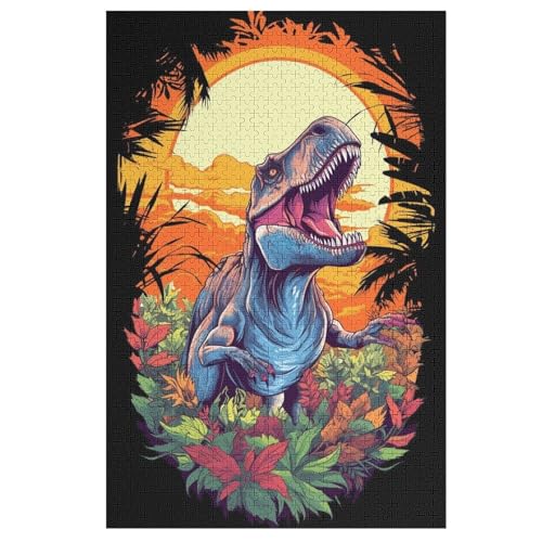 Holzpuzzles 1000 Teile Dinosaurier -Puzzle Für Jungen Und Mädchen, Schwierigkeitsgrad, Lernspiele, Familienspielzeug （78×53cm） von DDGAAGG