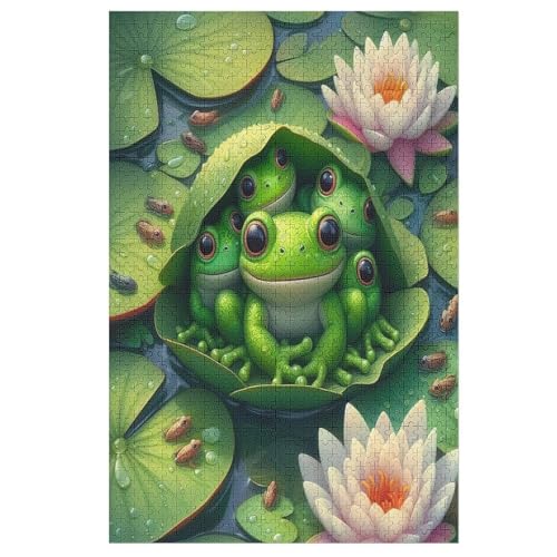 Holzpuzzles 1000 Teile Frosch -Puzzle Für Jungen Und Mädchen, Schwierigkeitsgrad, Lernspiele, Familienspielzeug （78×53cm） von DDGAAGG